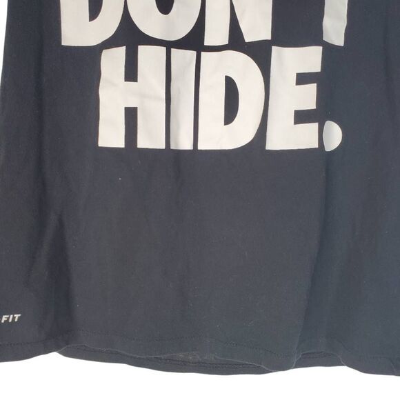 Nike Dri-Fit V-neck Run Dont Hide Short Sleeve Athletic Cut Graphic Tee Black XS - Picture 3 of 14